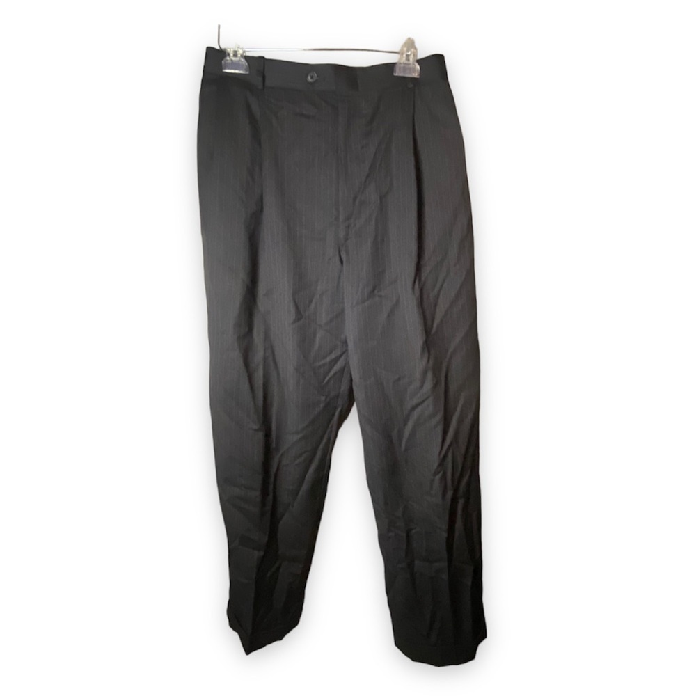 TASSO Elba 100% Pure Wool Striped Gray Men's Dress Pants